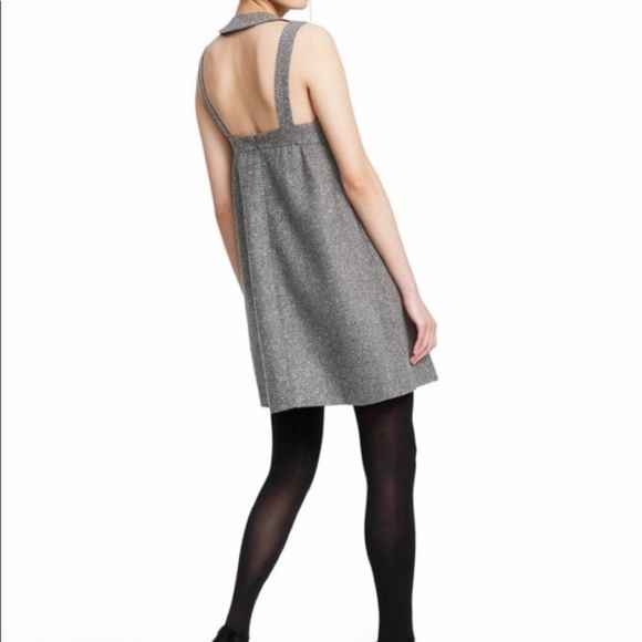 NWT ANNA SUI GRAY TWEED SEQUIN MINI DRESS S - Picture 2 of 8